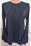 Er Clothing Winter Cotton Combed Cotton Blouse Long Sleeve Crew Neck Stone Navy - 2