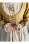 Girls' Premium Deluxe Gold Satin Lace-Up Vest Detailed Special Occasion Cosplay Dress + Hair Clip - 8
