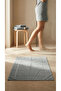 Set of 2 Frame Patterned Dowry Box 100% Cotton Gray Foot Towel Bath Mat Set 50X70 - 2