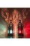 Moroccan Lanterns Set of 2 – Decorative Hanging & Table Lanterns for Ramadan, Eid, Christmas – Gold Metal with Red & Blue Glass, Candle Holder Moroccan Decor for Home, Living Room - 3