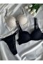 Women's Lace and Stone Underwire Supported Padded Push up Bra Set Underwear Set Double Set