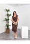 Round Neck, Shoulder Padded, Draped, Stone Printed, Medium Length, Stretchy Women's Pencil Dress