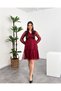 Elastic Waist Double-Breasted Collar Long Sleeve Short Layered Women's Dress