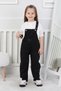 Girl's Black Denim Salopet with Heart Embroidery Detail Jeans Gardener - 3