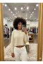 Women's Ecru Oversize Crop Short Model Knitwear Sweater