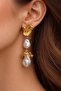 Gold Shell & Pearl Detailed Dangle Earrings