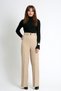 Women's High Waist Wide-Leg Fabric Pants - Wide Leg with Front Seam Detail - 8