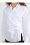 White Shirt Collar Double-Breasted Cut Gathered Blouse from Güli̇s Gi̇yi̇m - 5
