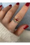 Limited Edition - Ellipse Row Single Stone Bottom Adjustable Women's Ring - 5
