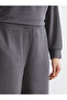 Gray Wide Leg Women's Sweatpants with Elastic Waist - 3
