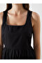 Black Square Neck Poplin Dress - 3
