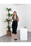 Double-Breasted Collar, Sequin Detail, Shoulder Padded, Sleeveless, Draped, Mid-Length Women's Dress - 2