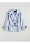 Giyçık Store Den Blue Double-Breasted Collar Women's Trench Coat - 6