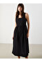 Black Square Neck Poplin Dress - 2