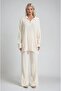 Zip Collar Long Knitwear Tunic & Wide Leg Pants Set 10318 - 4