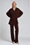 Zip Collar Long Knitwear Tunic & Wide Leg Pants Set 10318