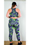 Large Size Patterned Flexible Comfortable Fabric Top and Bottom Sports Fitness Set - 2