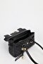 Women's Monogram Black Leather Belted Charm Detailed Covered Hand and Shoulder Bag 16X30 cm Pera - 6