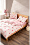 Single Pink Heart Patterned Set of Fitted Sheet Breathable Duvet Cover Set - 2