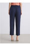 M1 Season Navy Blue Elastic Waist Textured Women's Trousers - 6