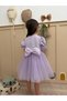 Lilac Short Balloon Fabric Dress with Tutu Underneath the Sleeves for Baby Girls - Cinderella - 2