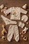 Organic 100% Cotton Newborn Baby Hospital Release Boxed Set of 5 – Cream Baby Set with Lion Figure