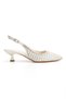 Women's Pearl-Studded Thin Short-Heeled Comfortable Stiletto and Pearl-Stoned Bag Combination - 4