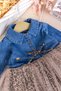 Denim Leopard Patterned 100% Cotton Stylish Special Occasion Baby Girl Dress - 3
