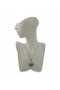 Blue Agate Natural Stone Cube Star Shaped Steel Chain Necklace Throat Chakra - 3