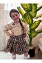 Girl's Set with Leopard Skirt and Heart Pattern Shirt - 2