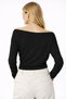 Women's Grace Asymmetrical Shoulder Detail Black Blouse - 4