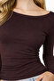Kayak Neck Need Long Sleeve Brown Soft Top / Blouse - 2