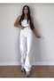 Palazzo White Non-Transparent High-Waist Stretchy Wide-Leg Jeans