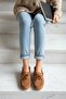 Bonita Tan Suede Beaded Detailed Ballerina Shoes - 2