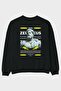 Zeus 3 Mythology Back Printed Black Oversize Sweatshirt Men Women Crew Neck