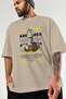 Ares 2 Mythology Front Printed Beige Oversize T-Shirt Men Women Cotton Crew Neck T-Shirt - 3