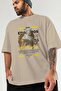 Eros Mythology Front Printed Beige Oversize T-Shirt Men Women Cotton Crew Neck Tshirt - 3