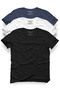 3-Piece Unisex Basic T-Shirt Set 100% Cotton Regular Fit Crew Neck Short Sleeve Black - White - Midnight Blue