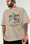 Zeus 4 Mythology Front Printed Beige Oversize T-Shirt Men Women Cotton Crew Neck Tshirt - 3