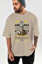 Ares 2 Mythology Front Printed Beige Oversize T-Shirt Men Women Cotton Crew Neck T-Shirt - 6