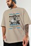 Poseidon 3 Mythology Front Printed Beige Oversize T-Shirt Men Women Cotton Crew Neck Tshirt - 3