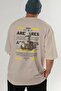 Ares 2 Mythology Back Printed Beige Oversize T-Shirt Men Women Cotton Crew Neck Tshirt - 6
