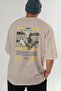 Minotaur 1 Mythology Back Printed Beige Oversize T-Shirt Men Women Cotton Crew Neck Tshirt - 6