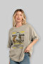 Eros Mythology Front Printed Beige Oversize T-Shirt Men Women Cotton Crew Neck Tshirt - 4