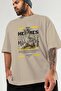 Hermes 2 Mythology Front Printed Beige Oversize T-Shirt Men Women Cotton Crew Neck T-Shirt - 3