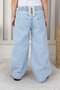 Girl's Light Blue Heart Detailed Wide Leg Relaxed Fit Jeans - 4
