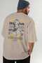 Zeus 2 Mythology Back Printed Beige Oversize T-Shirt Men Women Cotton Crew Neck Tshirt - 7