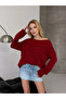 Women's Madonna Collar Knitwear Claret Red - 2