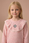 Girl's Set with Floral Embroidery, Lace Collar, Cotton Long Sleeve Top and Bottom - 3