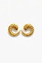 Steel Serrated Spiral 2-Piece Earrings - 2